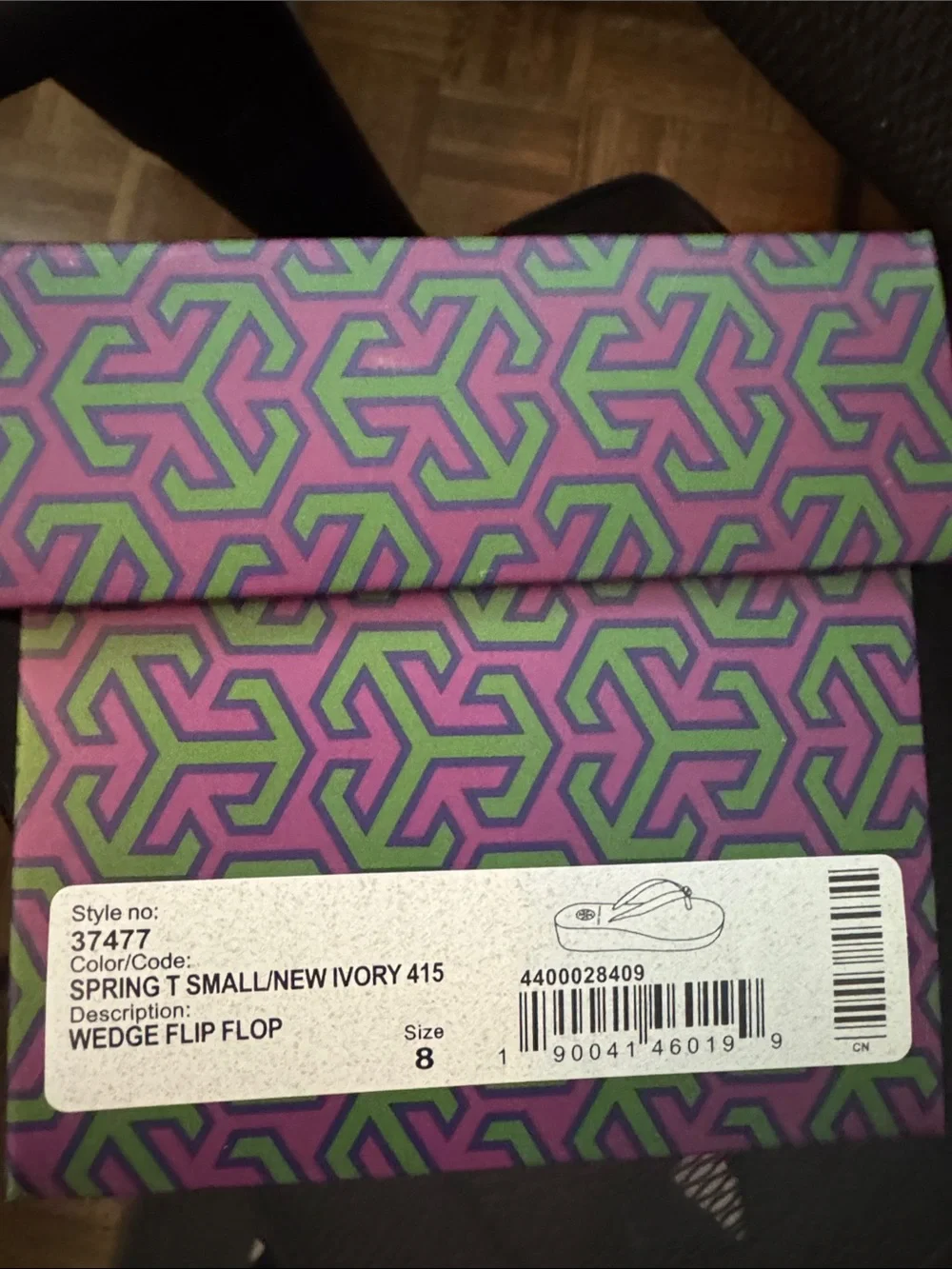 NWT Tory Burch Navy & Cream Logo Pattern Flip Flop Sandals